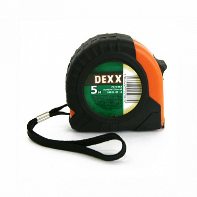 Рулетка 5х18мм DEXX (обрезиненый пластиковый корпус)